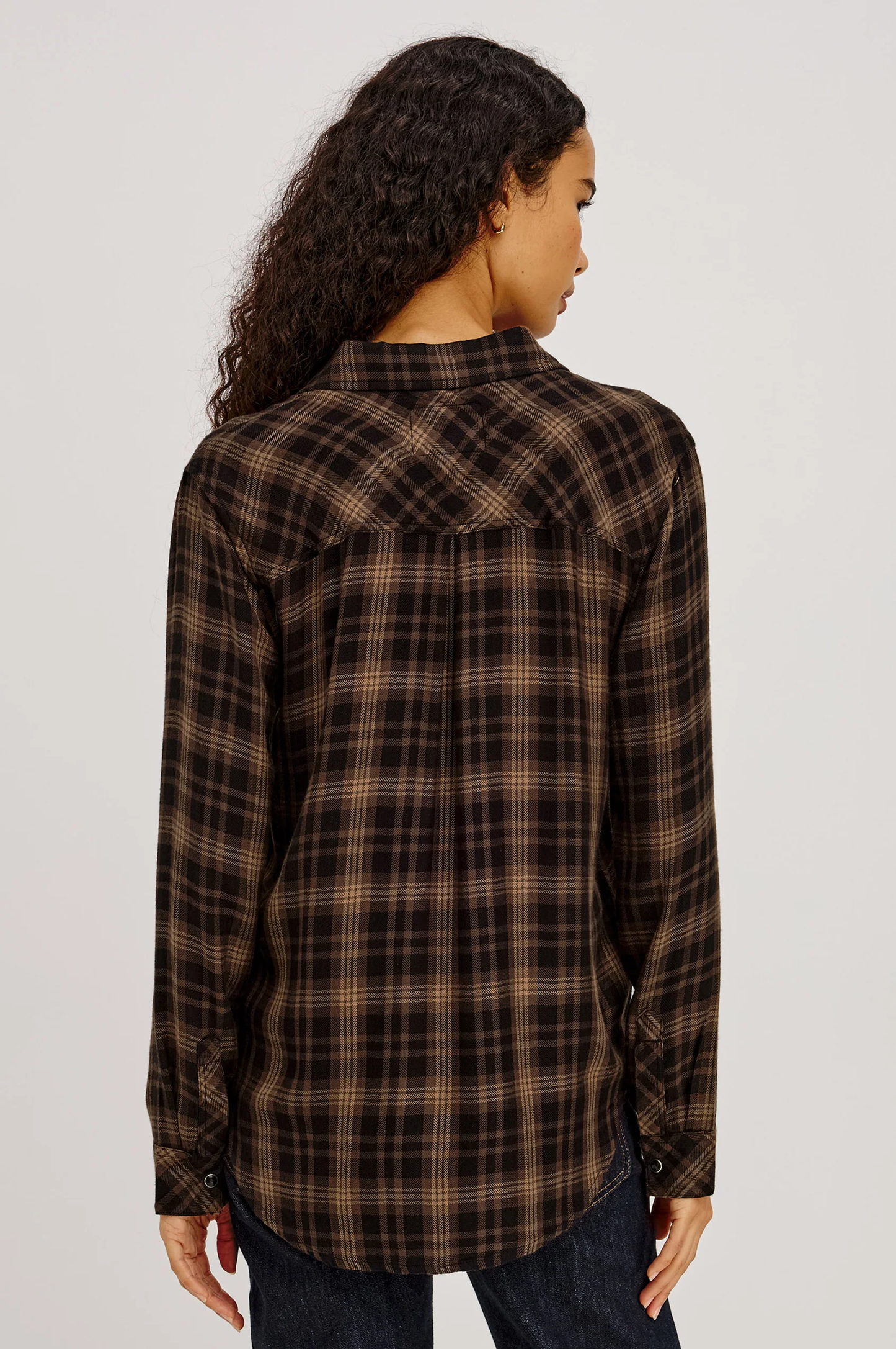 Hunter - Almond Black RAILS plaid women's long sleeve button-up shirt