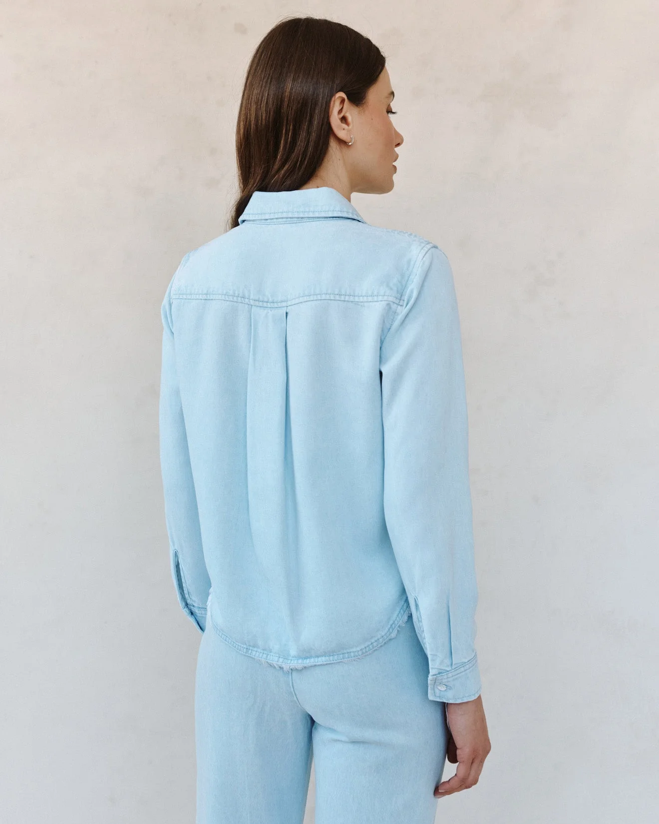 Two Pocket Fray Hem Shirt