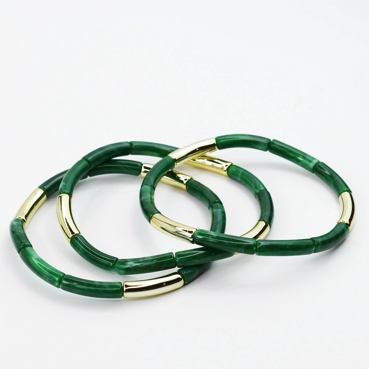 Dainty Glam Stretch Bracelet Set - Green