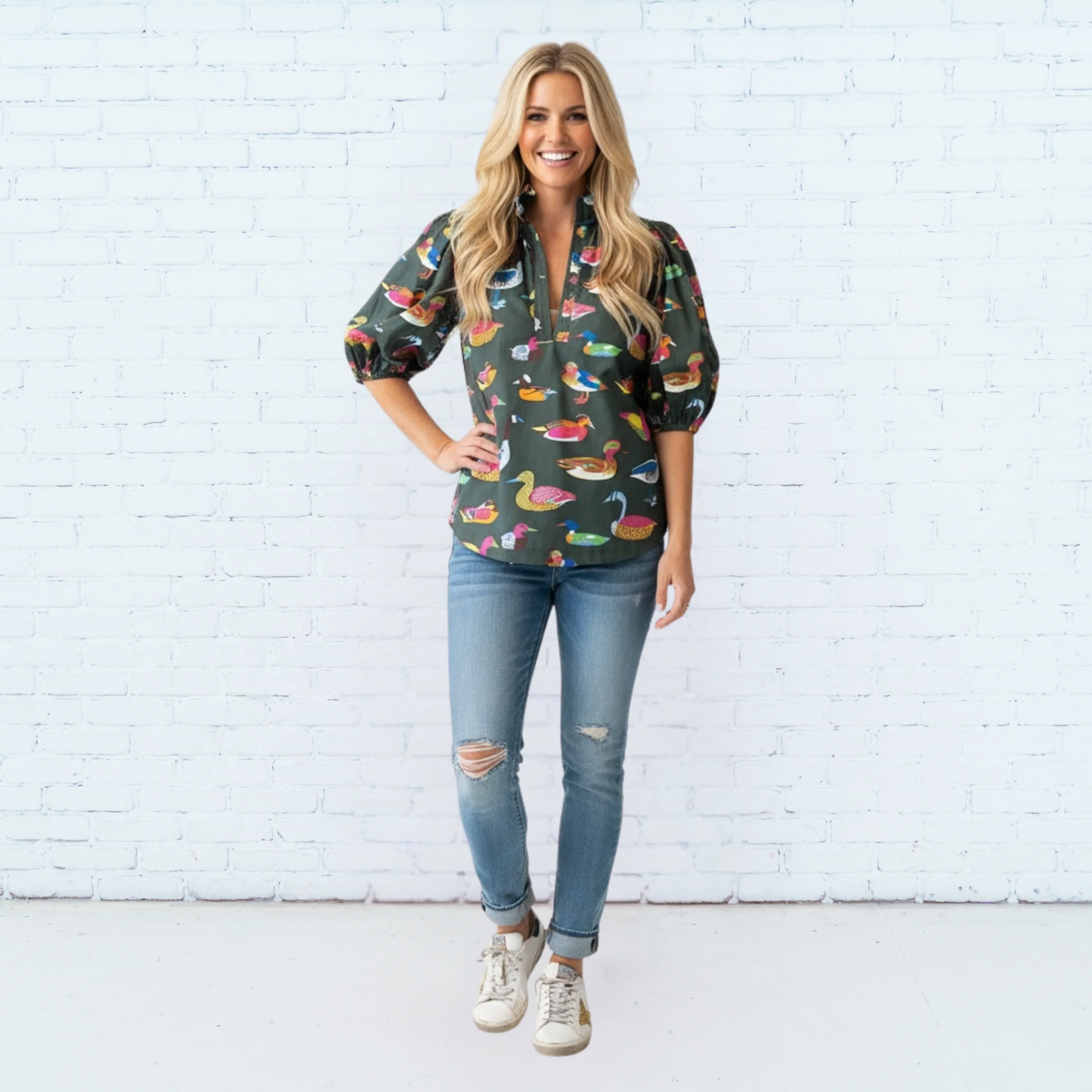 ANNA DUCK TOP OLIVE
