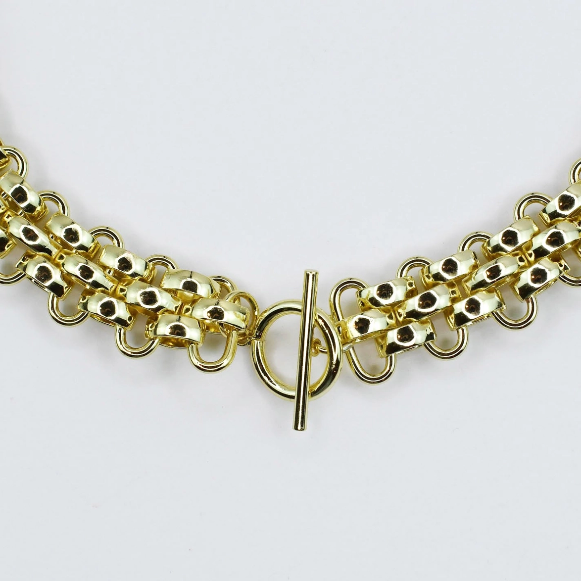 Golden Majesty Collar with geometric gold chain and chic toggle clasp by TREASURE JEWELS