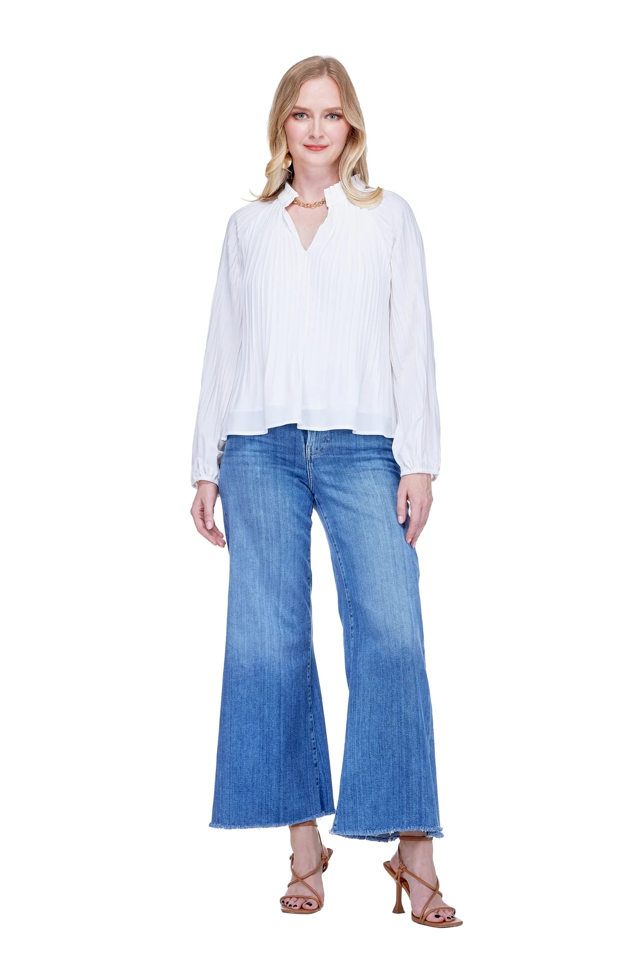Pleaty Peasant Top - White