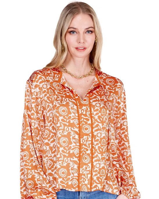 Trimmed Top - Tangerine Tango