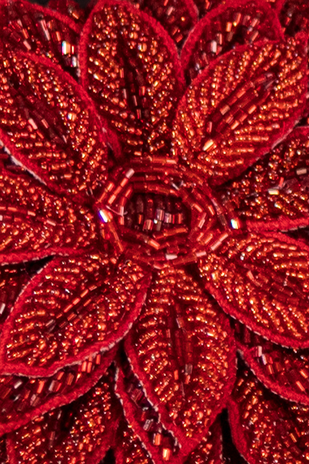 Ruby Dahlia Beaded Handbag with vivid red floral beadwork, Women's Purses, LA CHIC HCO