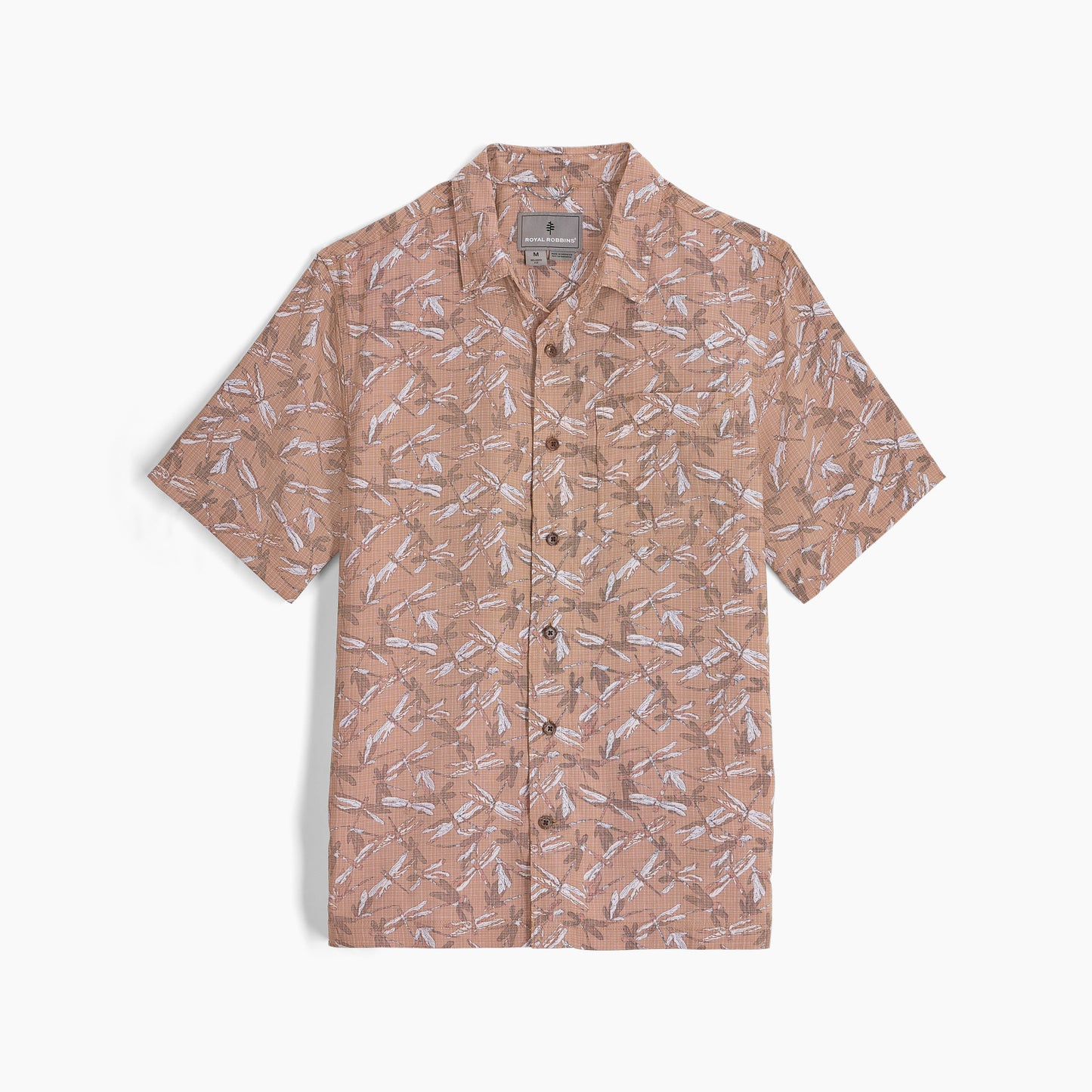 M Camino Pucker S/S - Pecan Dragonfly Pt, breathable geometric patterned shirt by ROYAL ROBBINS