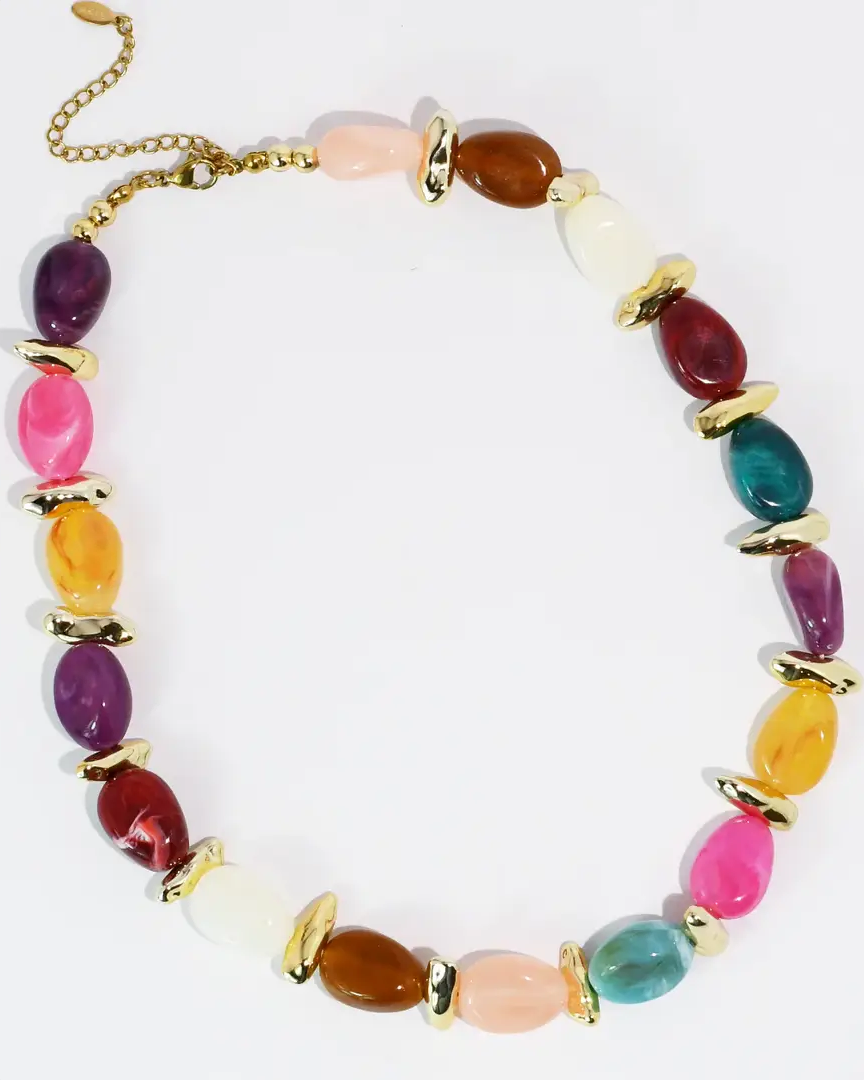 Paradise Candy necklace with multicolored stones and gold accents by TREASURE JEWELS, curated in Fredericksburg TX