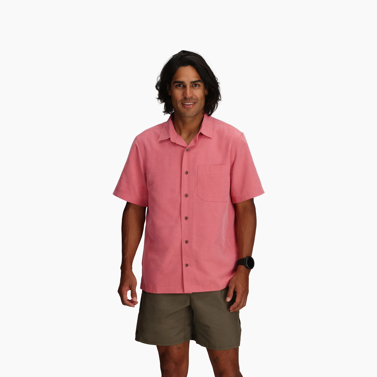 Desert Pucker Dry Short Sleeve - Dusty Cedar, quick-dry pink breathable men's shirt by ROYAL ROBBINS