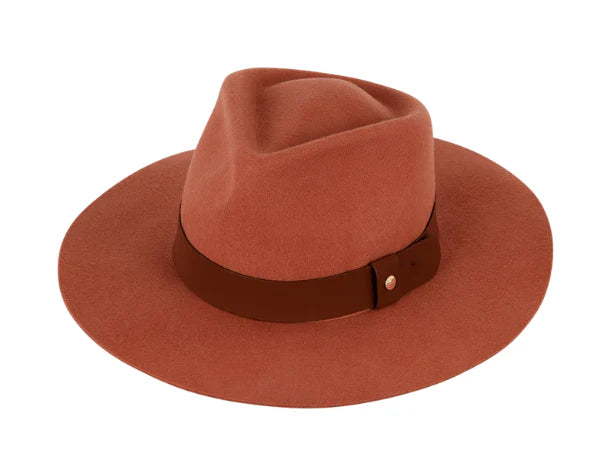 Cara Wide Brim Fedora Terracotta