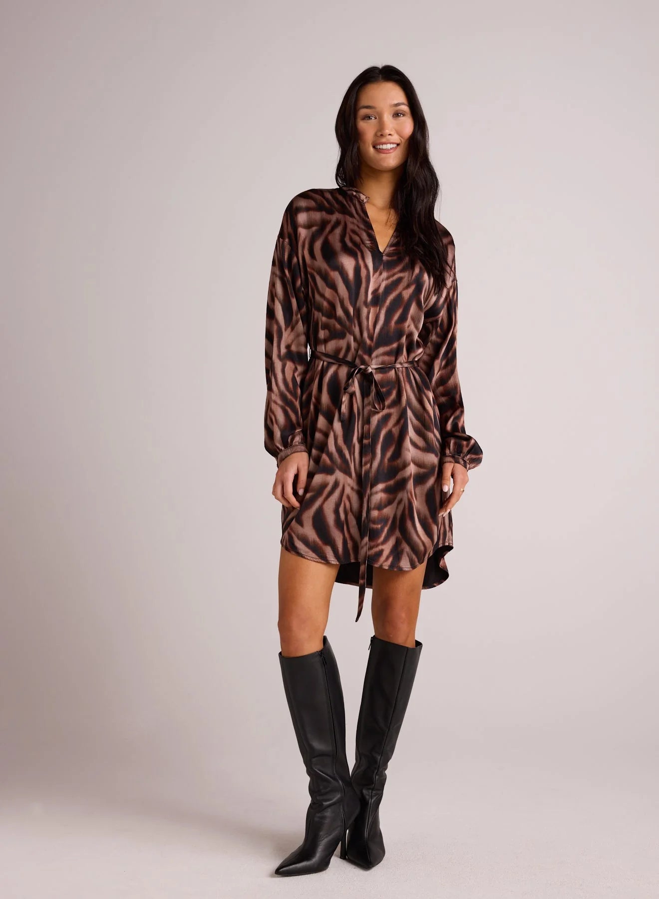 Long Sleeve Belted Mini Dress Long Sleeve Belted Mini Dress