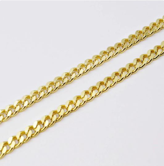 Golden Pearl Necklace M5, gold-tone chain with interlocking curb links