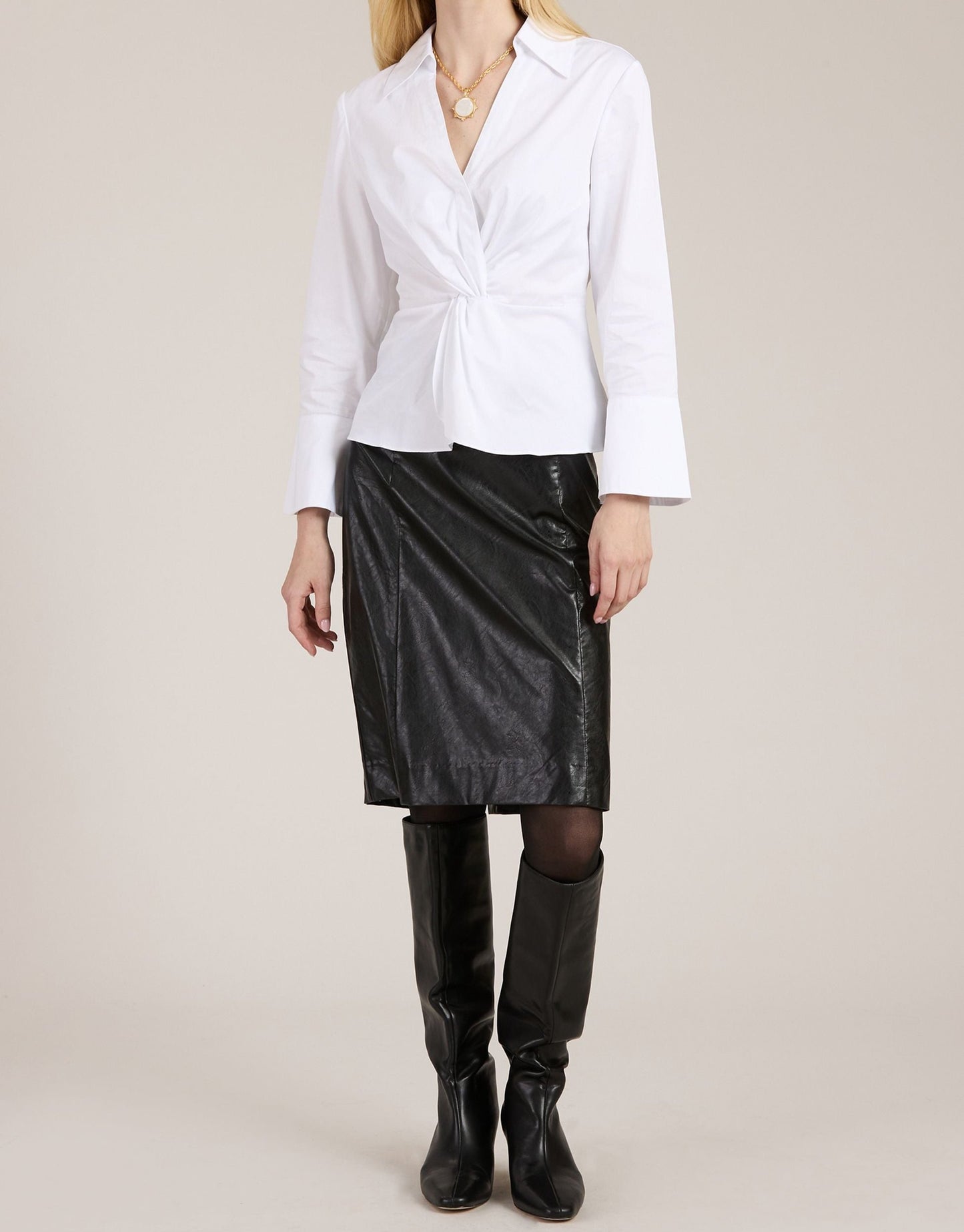 Skyler Pleather Knee Length Skirt