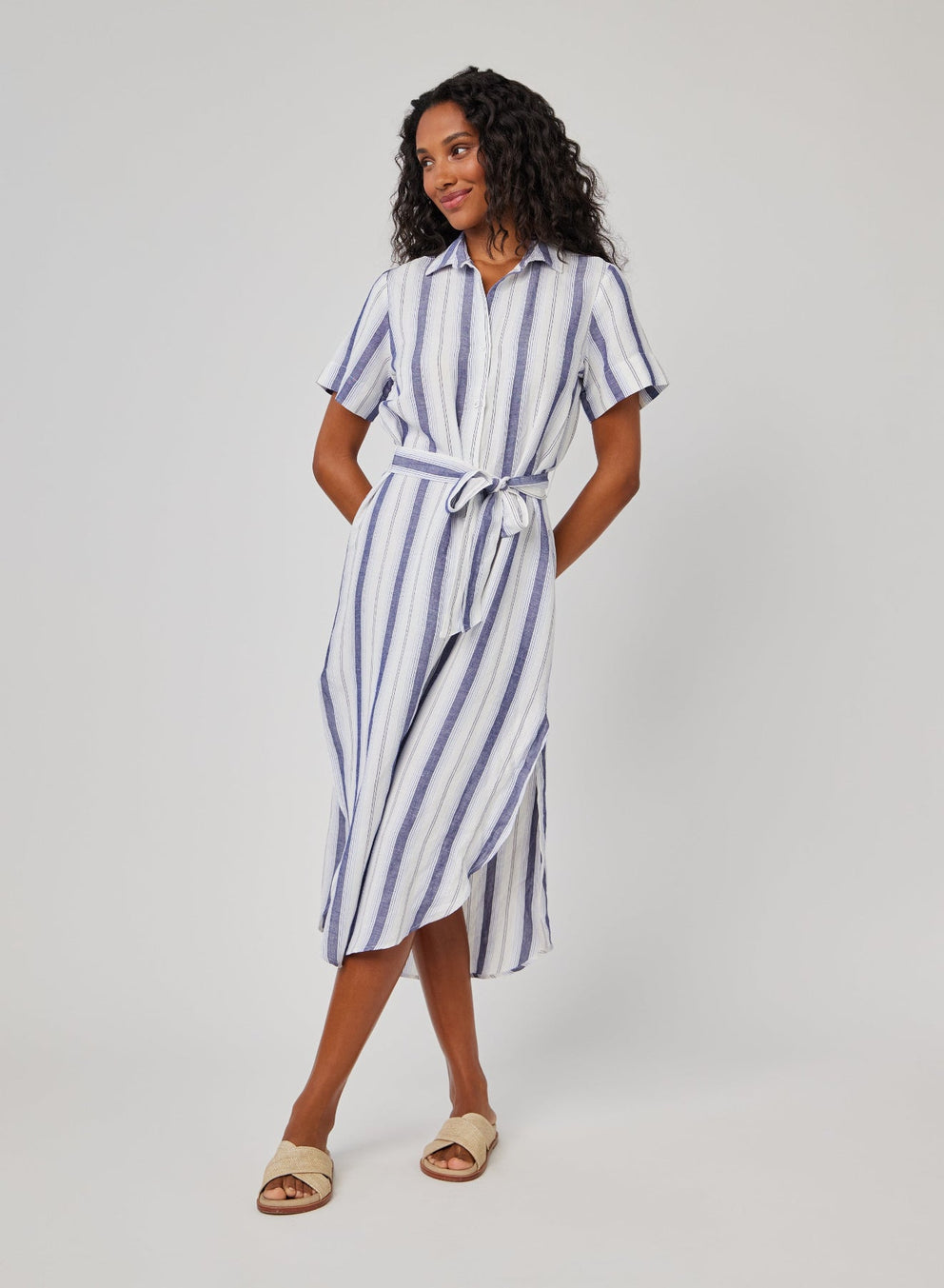 country maxi dress Rounded Hem Maxi Skirt Dress | Coastal Ombre Stripe | M