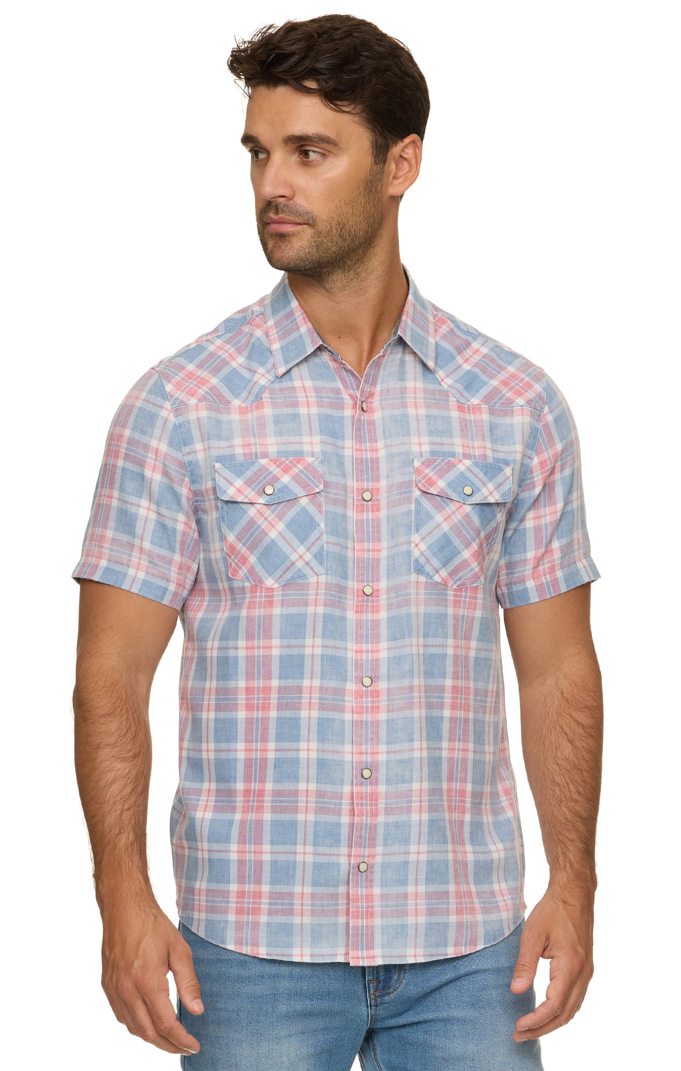 Pulaski SS Vintage Soft Western Shirt in pastel plaid by FLAG & ANTHEM at HCO Fredericksburg