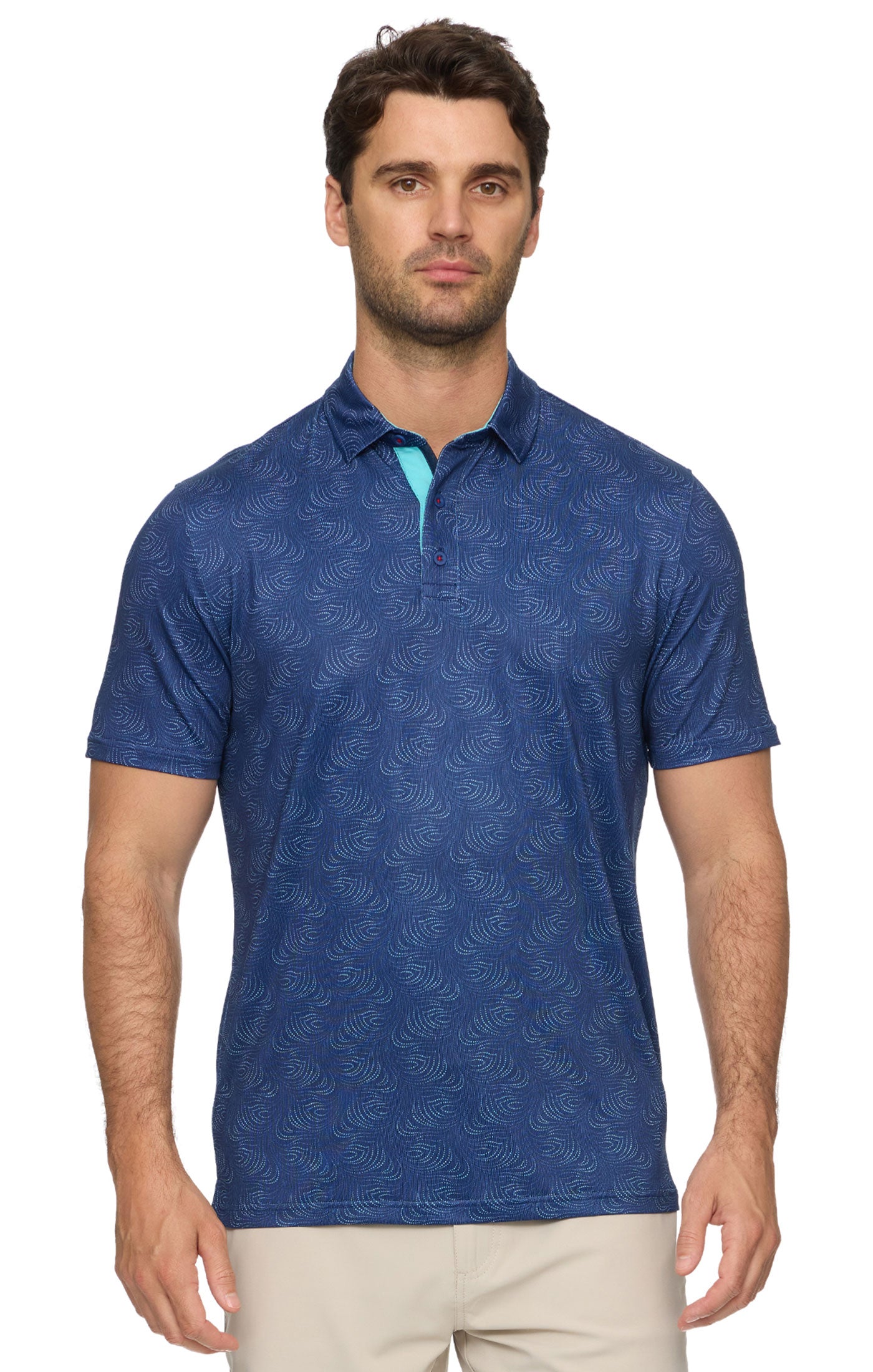 Letona SS Leaf Print SS Performance Polo