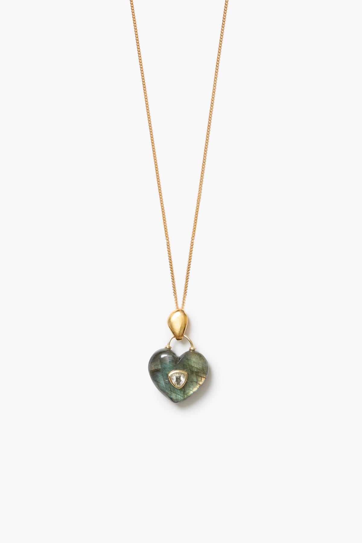 Heart Locket Necklace - Labradorite