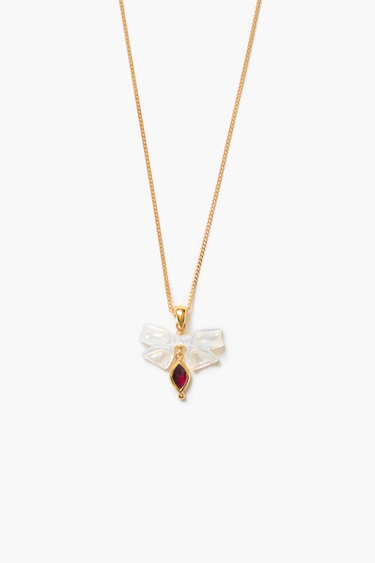 Bow Necklace - Garnet