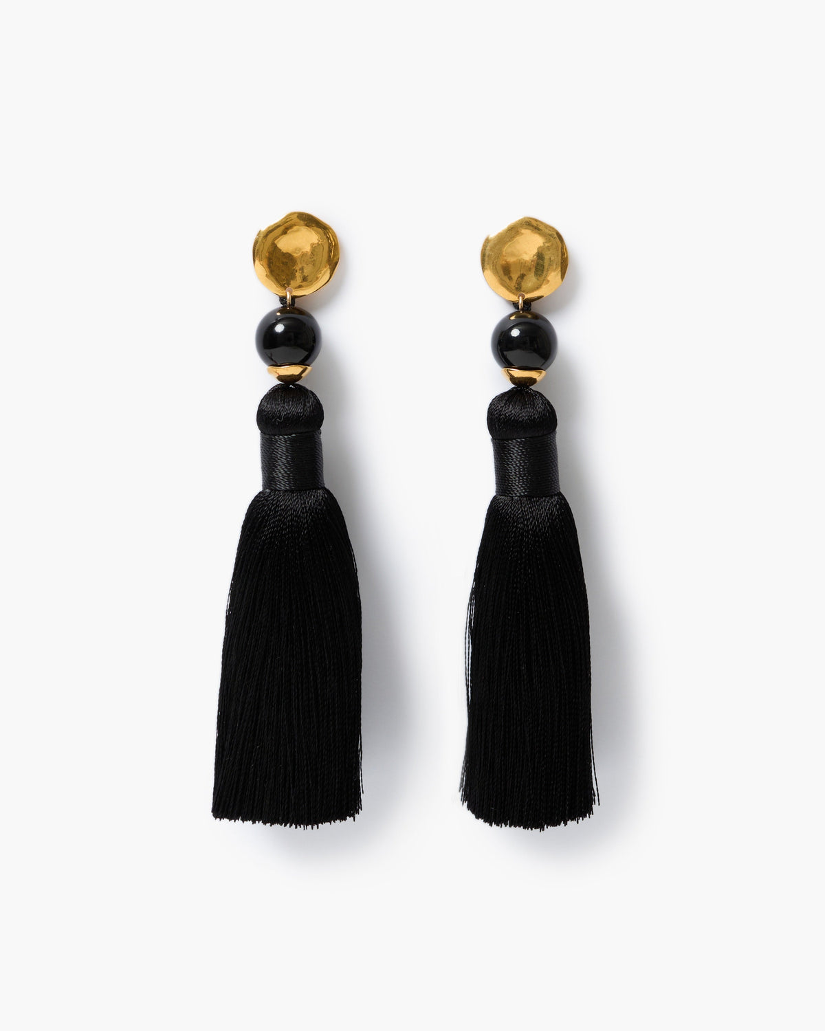 Silk Pampille Earrings - Black