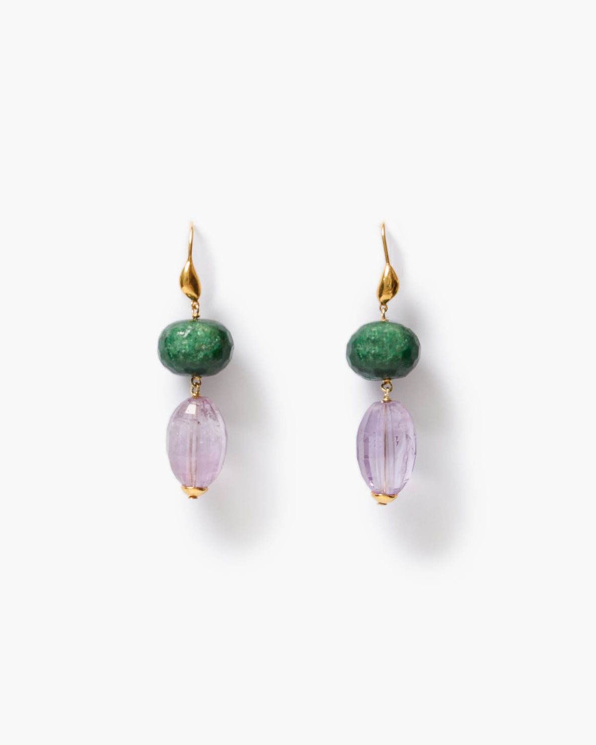 Duo Drop Earrings - Amethyst