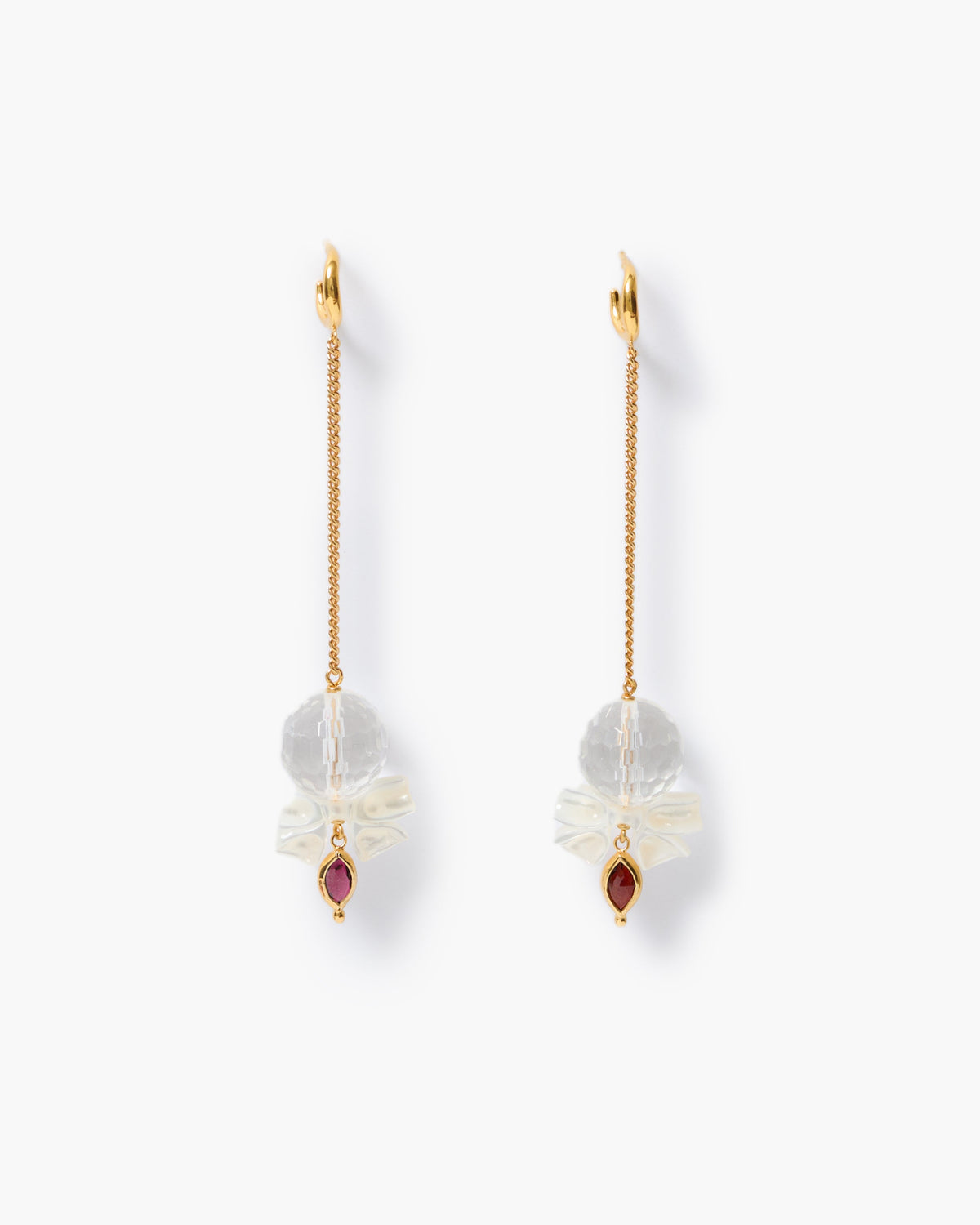 Bow Drop Earrings - Clear Quartz