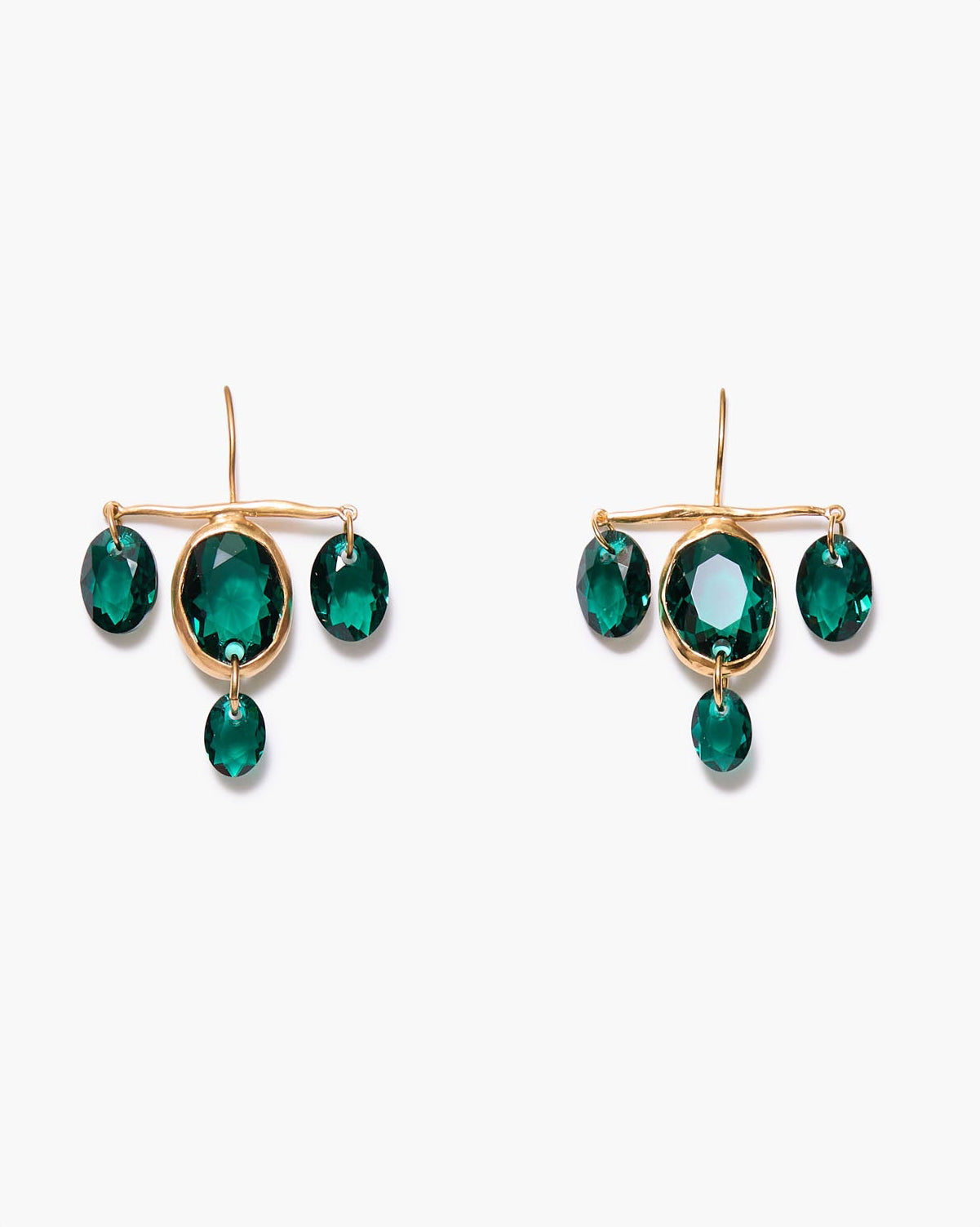 Eg-5932 18k gold plated sterling silver chandelier earrings with green Swarovski crystals by CHAN LUU