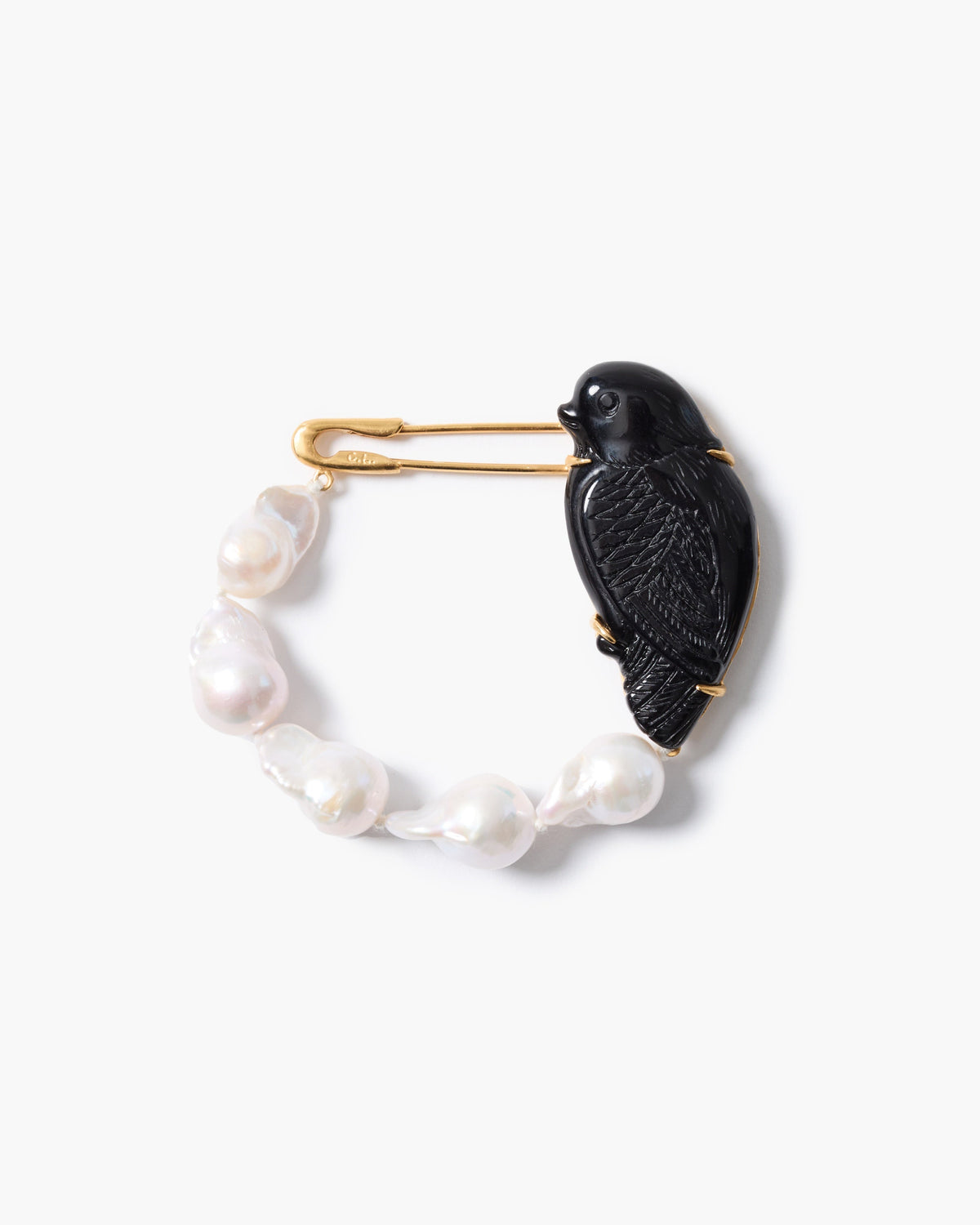 Dove Brooch Black Obsidian