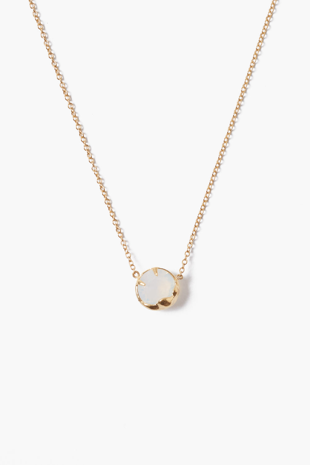18K Prong Set Crystal Pendant Necklace with delicate pearl-like crystal in gold, CHAN LUU, Women's Jewelry, HCO