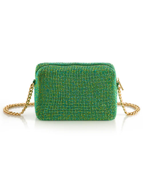 Hedi Shoudler women's purse in silver mesh with gold chain strap by SHIRALEAH from HCO collection