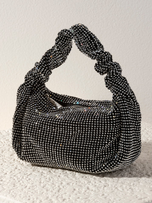 Harley Bag in shimmering gold mesh with ruched handle, from SHIRALEAH at Hill Country Outfitters