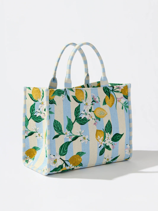 Lemon Stripe Jacquard Tote