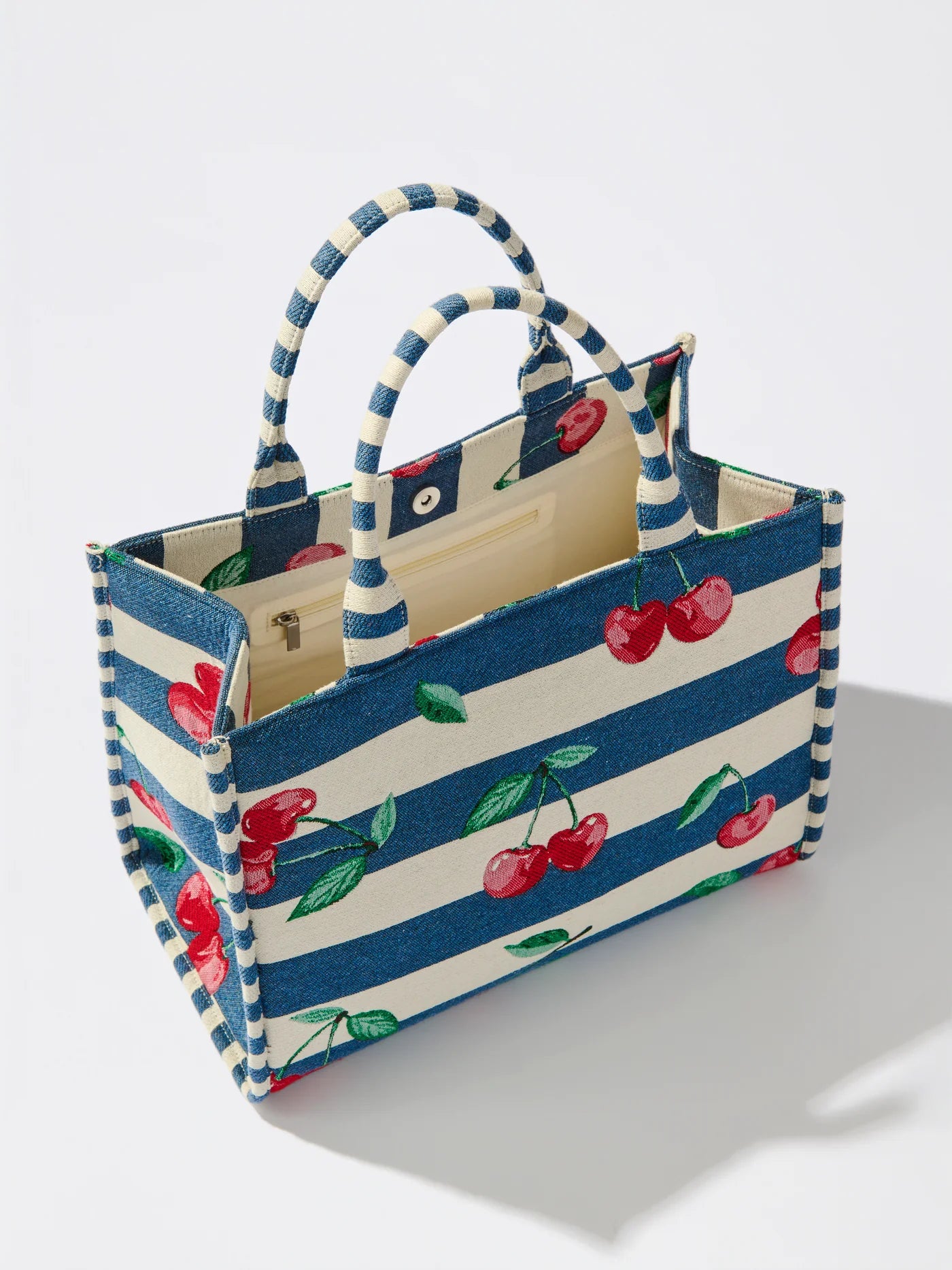 Cherry Stripe Jacquard Tote