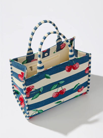 Cherry Stripe Jacquard Tote