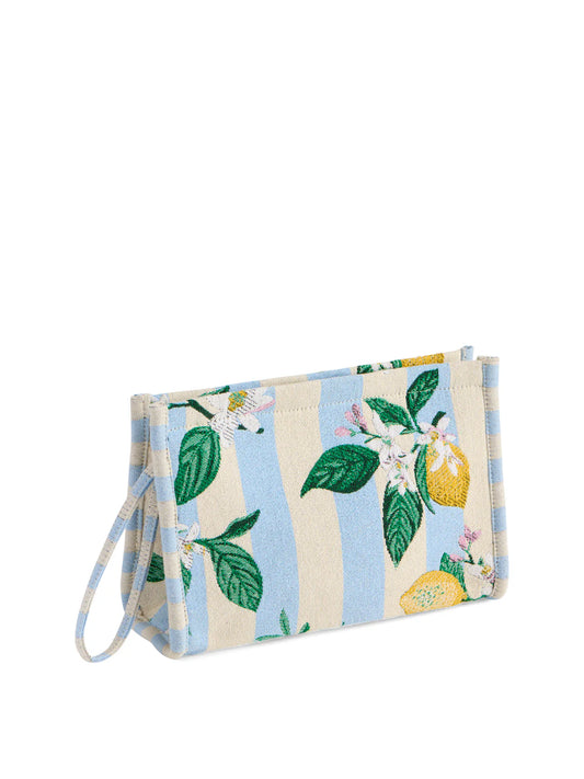 Lemon Stripe Jacquard Wristlet Pouch