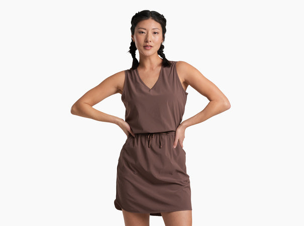 Vantage Dress - Coffee in brown with moisture-wicking, quick-dry stretch fabric by KUHL
