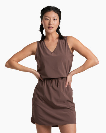 Vantage Dress - Coffee in brown with moisture-wicking, stretch fabric by KUHL, activewear style