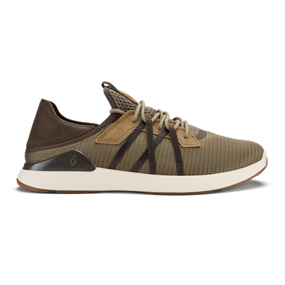 Mio Li M - Mustang/DK Java men's sneaker in brown geometric mesh with tan accents by OLUKAI