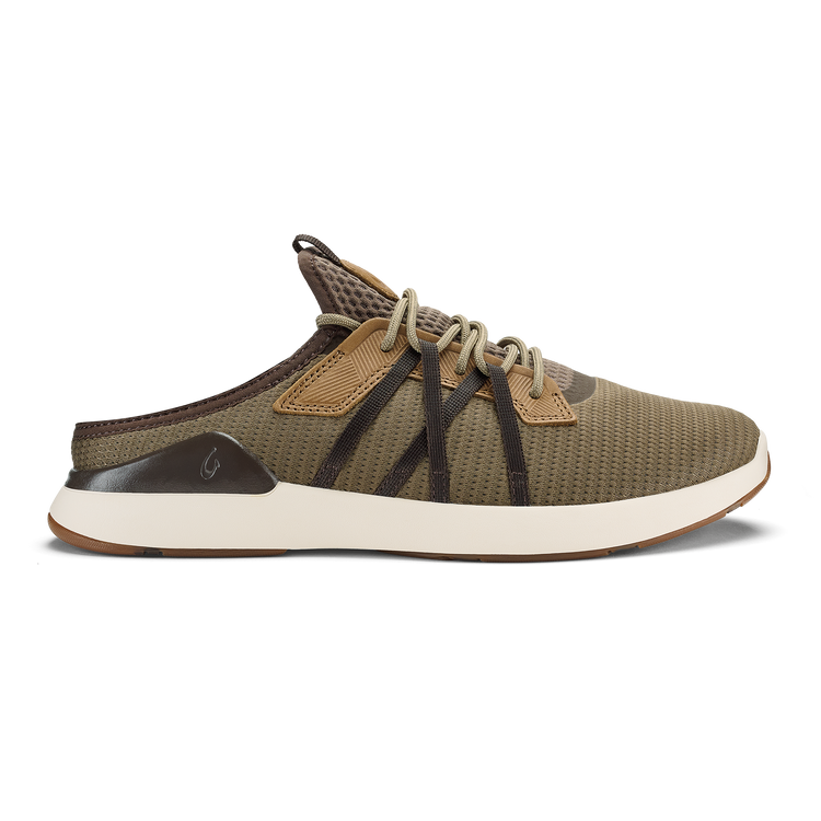 Mio Li M - Mustang/DK Java sneaker in brown geometric mesh with tan and dark accents by OLUKAI