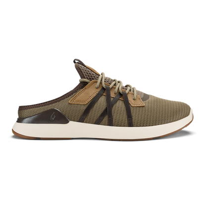 Mio Li M - Mustang/DK Java sneaker in brown geometric mesh with tan and dark accents by OLUKAI