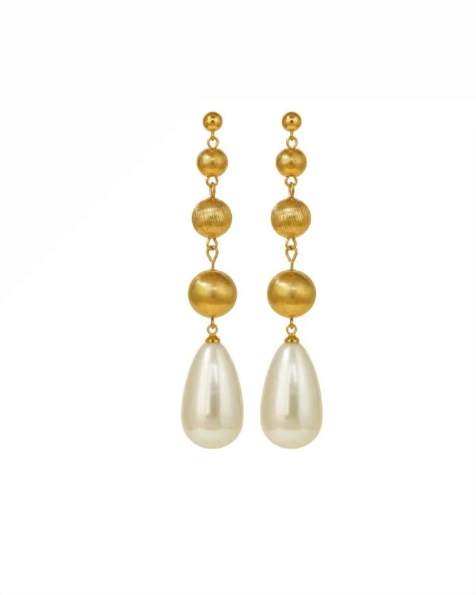 Princess Pearl Drops with gold-plated spheres and synthetic pearls, Women's Jewelry, HCO, ACCESSORY CONCIERGE