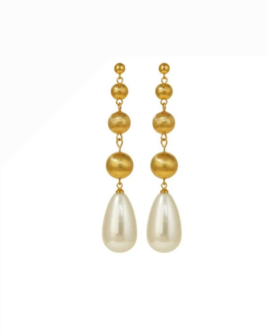 Princess Pearl Drops with gold-plated spheres and synthetic pearls, Women's Jewelry, HCO, ACCESSORY CONCIERGE