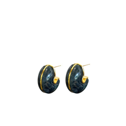 Carson Hoop earrings in midnight blue with gold-tone rim and hinge back closures