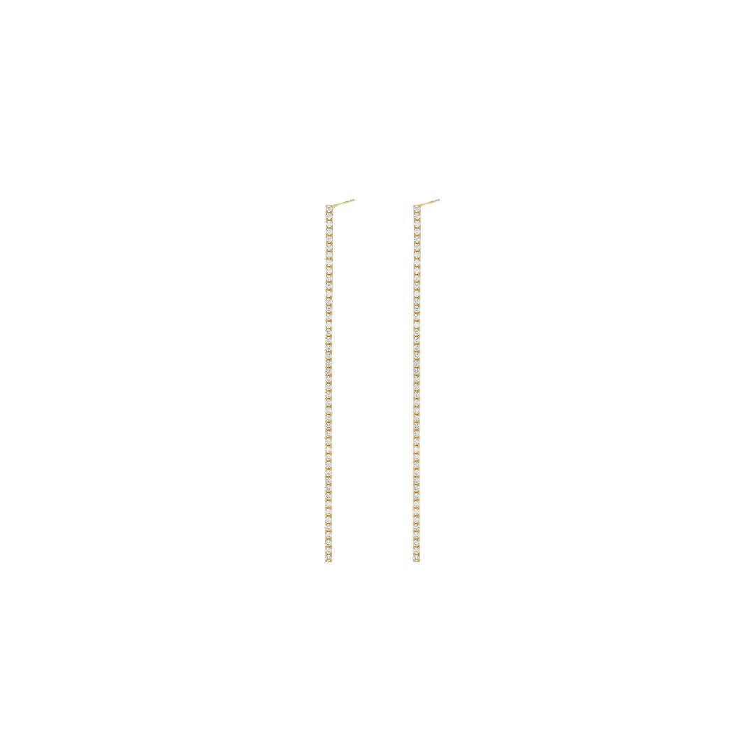 Linear Dainty Pave Earrings