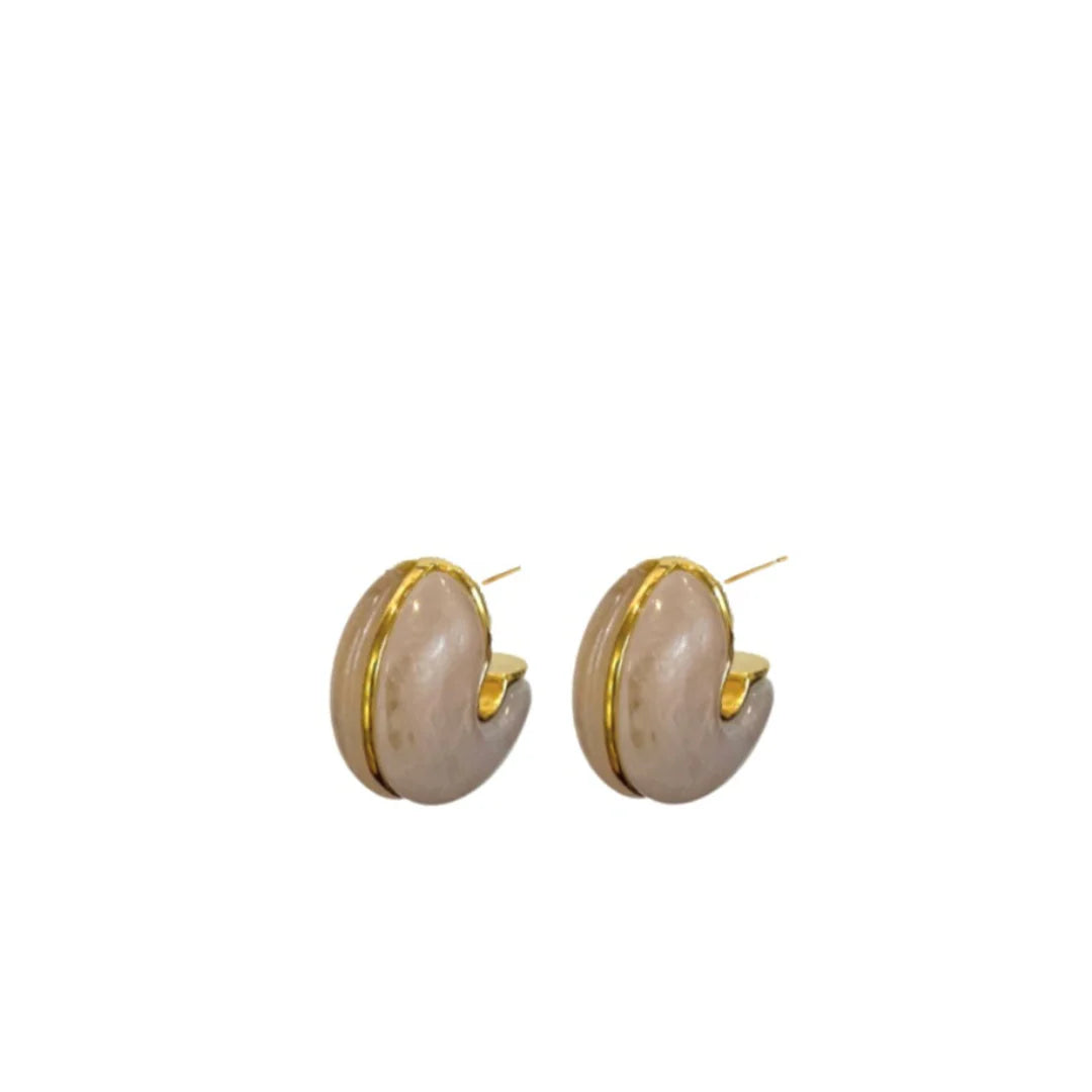 Carson Hoop earrings in pink with gold-tone rim and hinge back closures
