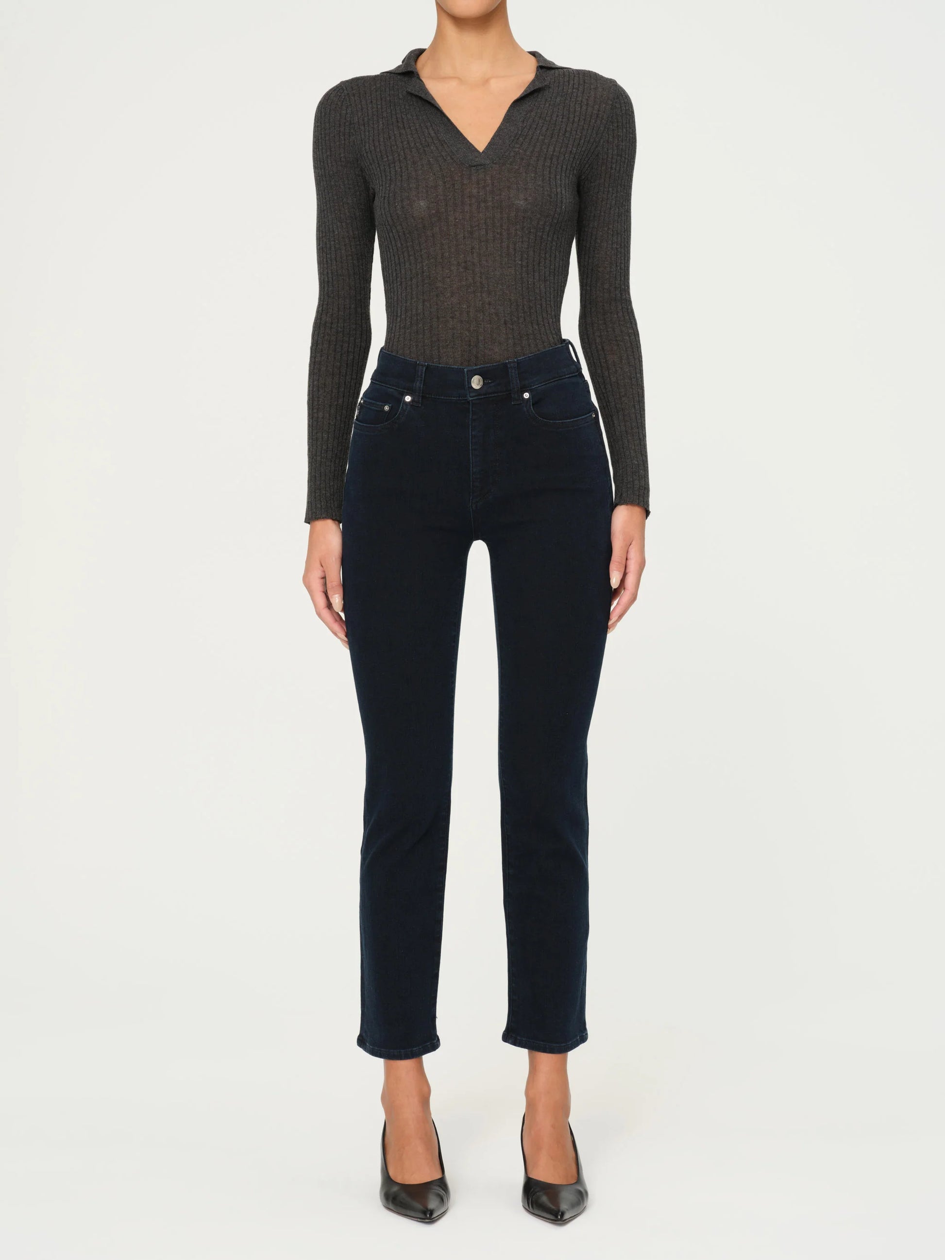 Mara Straight 27" - Flatiron dark indigo mid-rise straight leg jeans by DL1961 Women's Pants HCO