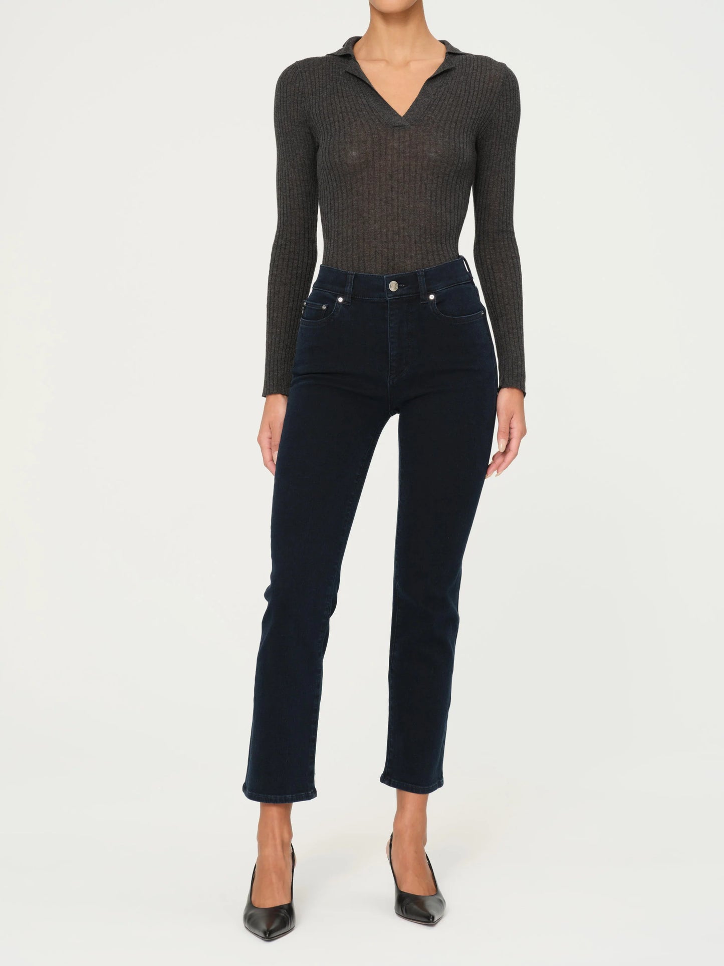 Mara Straight 27" - Flatiron deep indigo straight leg jeans by DL1961, women's pants HCO