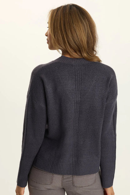 Ambrose V-Neck sweater in charcoal ribbed knit, XCVI Women's Sweaters, Fredericksburg TX