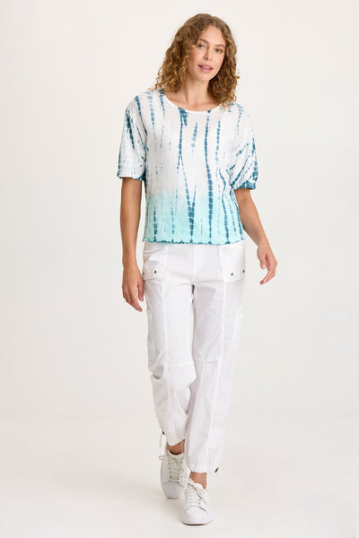 Jannik Pant in white with cinchable leg openings, cargo and front pockets XCVI Women's Pants HCO