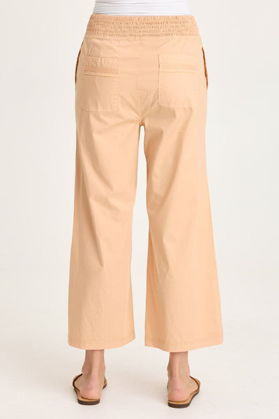 Artus Crop wide fit pants in soft apricot with ruched elastic waistband and back pockets XCVI Women's Pants HCO