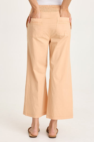 Artus Crop wide fit pants in soft apricot with ruched waistband and back pockets XCVI Women's Pants HCO