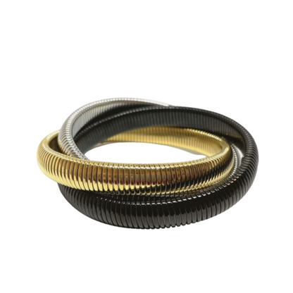 Twisted Cobra Bracelet in gold with black and silver, ACCESSORY CONCIERGE, Women's Jewelry SALE