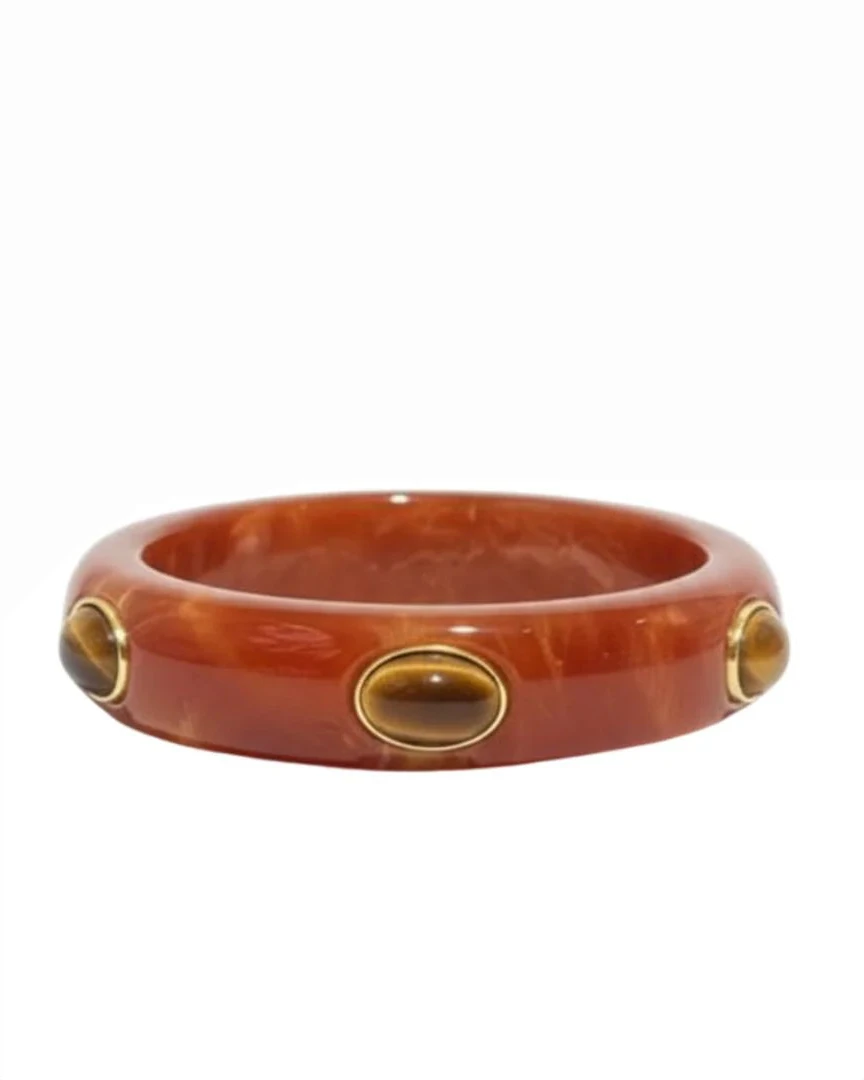 Bayside Bangle in warm resin with gold-plated tiger’s eye accents, Women's Jewelry, ACCESSORY CONCIERGE